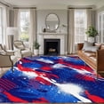 thumbnail image 1 of Independence Day Washable Living Room Rugs 6'x9', Abstract Red Blue White Mottled Painted Dots Low Pile Throw Large Area Rug Non-Slip Sturdy Edge Binding Carpet for Dining Room Kitchen Office, 1 of 9