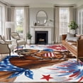 thumbnail image 1 of Independence Day Washable Living Room Rugs 6'x9', American Flag Abstract Horse Firework Red Star Low Pile Throw Large Area Rug Non-Slip Sturdy Edge Binding Carpet for Dining Room Kitchen Office, 1 of 9