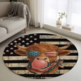 thumbnail image 1 of Independence Day Washable Round Area Rug 3.3 ft, Retro Five-Pointed Star U.S. Flag Farm Funny Cow, Soft Non Slip Rugs Stain Repellent Indoor Felt Carpet for Living Dining Room Bedroom Home Office, 1 of 9