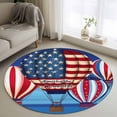 thumbnail image 1 of Independence Day Washable Round Area Rug 3 ft, America The Beautiful Red Blue USA Flag, Soft Non Slip Rugs Stain Repellent Indoor Felt Carpet for Living Dining Room Bedroom Home Office, 1 of 9