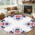 thumbnail image 1 of Independence Day Washable Round Area Rug 7 ft, American Flag Farmhouse, Soft Non Slip Rugs Stain Repellent Indoor Felt Carpet for Living Dining Room Bedroom Home Office, 1 of 9