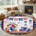 thumbnail image 1 of Independence Day Washable Round Area Rug 8 ft, Retro Red Blue USA Flag Floral Star Wood Grain, Soft Non Slip Rugs Stain Repellent Indoor Felt Carpet for Living Dining Room Bedroom Home Office, 1 of 9