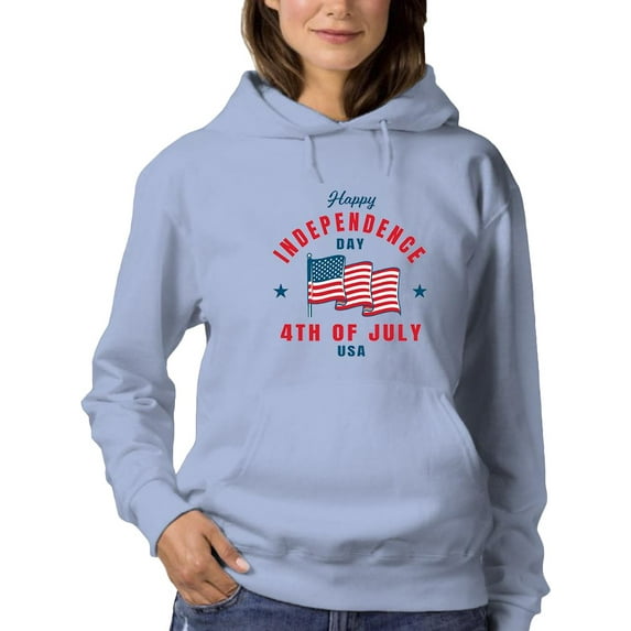 Independence Day Waving Flag Hoodie Women -Image by Shutterstock, Female Small