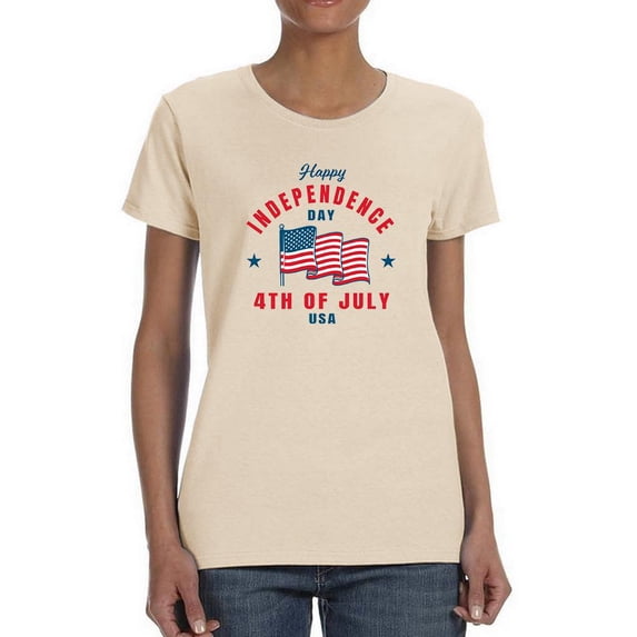 Independence Day Waving Flag T-Shirt Women -Image by Shutterstock, Female XX-Large