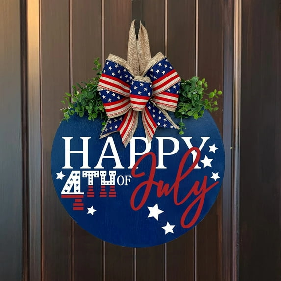 Independence Day Welcome Door 4th Of July Wooden Sign Door Wall Hanging Decorations Memorial Day Party Decorations