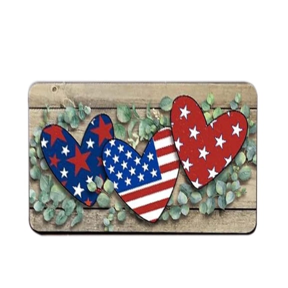 Independence Day Welcome Doormat,4th of July Coir Doormat with Non Slip Backing American Map Patriotic Mat Stripes Front Porch Rugs for Home Entrance