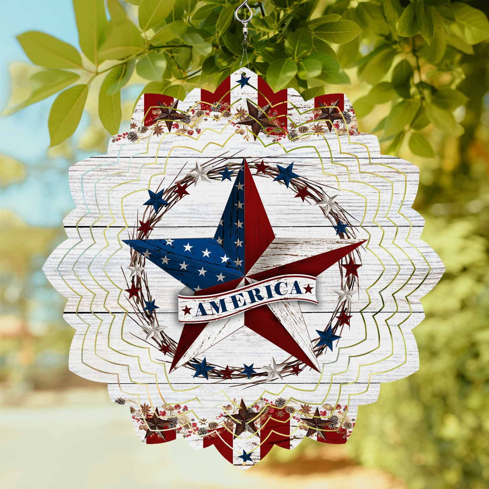 Kinetic Country Independence Day Wind Spinner for Garden Yard 12In, America Vintage U.S ...