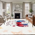 thumbnail image 1 of Independence Day Wine Washable Living Room Rugs 6'x9', American Flag Red Blue Star Yellow Firework Low Pile Throw Large Area Rug Non-Slip Sturdy Edge Binding Carpet for Dining Room Kitchen Office, 1 of 9