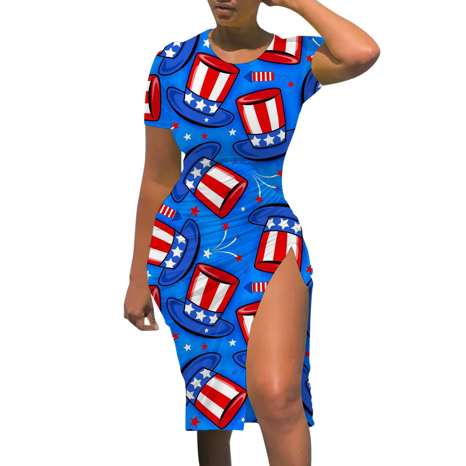 Independence Day Women American Flag Patterns Casual Drawstring Slit