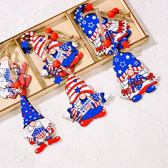 Independence Day Wooden Box Pendant Desktop Decoration for Memorial Day 4th of July Decorations Patriotic Tree Hanging Ornament Home Office National Holiday Festive Accessory A Style