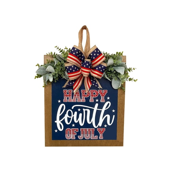 Independence Day Wooden Door Plate, Home Party Layout Prop Door Hanging Sign for 4th of July, Perfect for Memorial Day and July Decorations