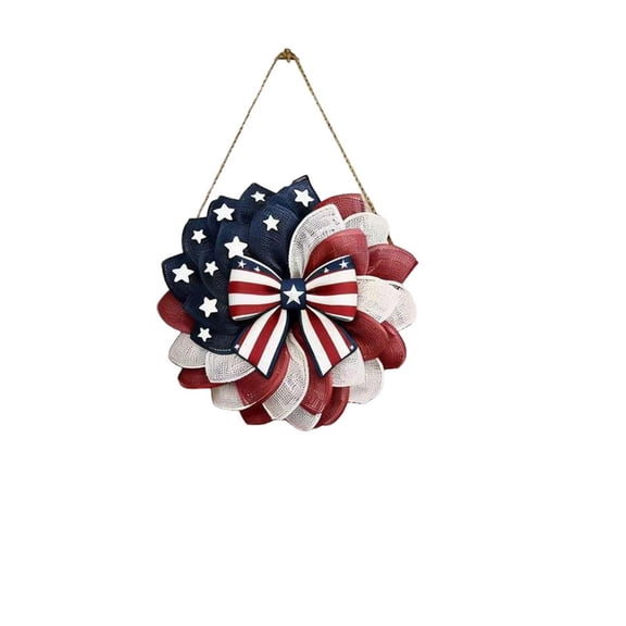 Independence Day Wooden Welcome Sign With Patriotic Flag Design Blue 11.81 Inch Round