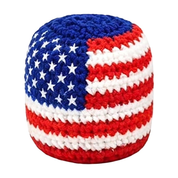 Independence Day Woven Throwables, 2 in Diameter, Usa Flag Motif, Lawn Carnival Engaging, Backyard Summer Parties, Red White Blue, 6 Pc