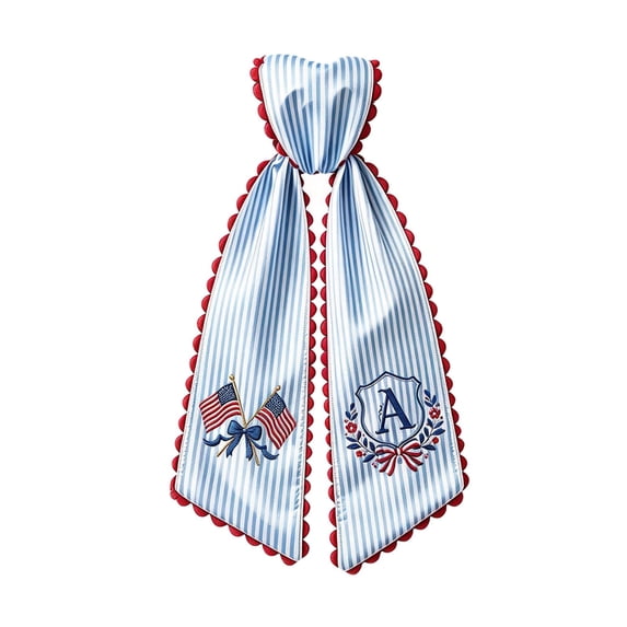 Amethyst Shield Pattern Independence Day Wreath Sash with A-Z Initial and American Flag Shield ...