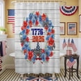 thumbnail image 1 of Independence Day Wreath Shower Curtain, 36" x 72", 4th of July Red Blue Flower Butterfly Wood Grain Waterproof Bathroom Curtain Washable Shower Curtain Set with 12 Hooks, 1 of 9