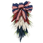 Independence Day Wreath for Memorial Day Hanging Door Wreath for Home Decoration Wheat Garland for 4th of July Memorial Day