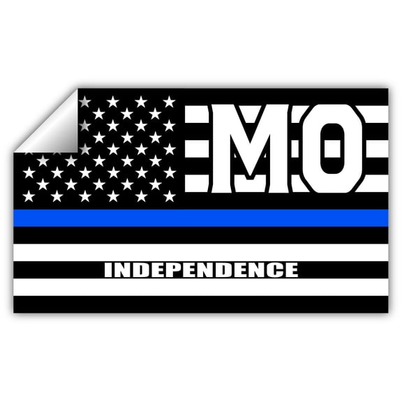 Independence MO Missouri Jackson County Thin Blue Line Stealthy USA Flag - Honoring Law Enforcement Officers Flags - Blue Lives Matter Euro Decal Bumper Sticker 3M Vinyl 3" x 5"