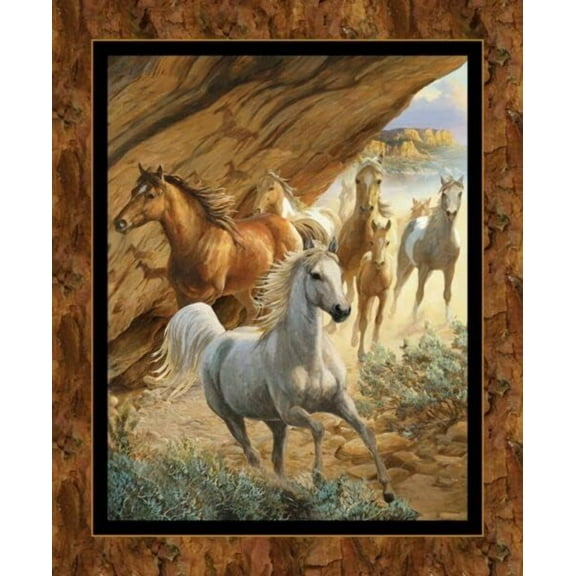 Independence Pass Horse 45" Cotton Wall Hanging Panel Fabric