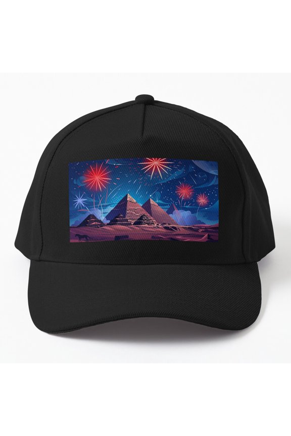 Independence at the Pyramids Baseball Cap, Historic Landmark Freedom Graphic Design, Classic Hat