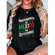 Independencia De Mexico 16 September Independence Day T-Shirt Graphic Tee summer Tops For Women Round Neck Fashion Cotton shirts