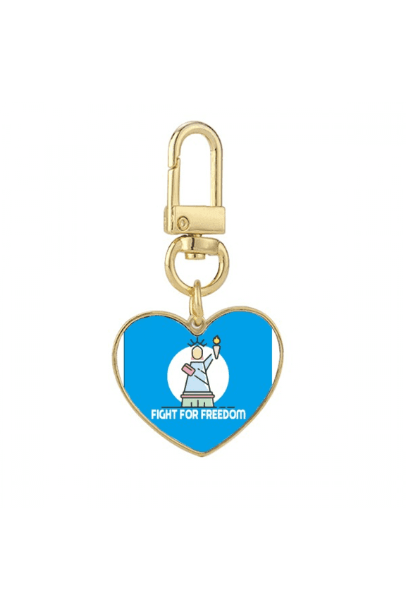 Independent American Freedom Rights Gold Heart Keychain Metal Keyring Holder