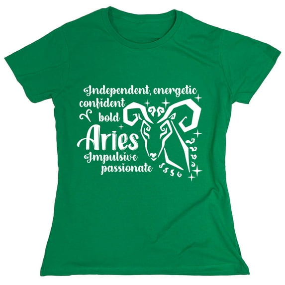 Independent Energetic Confident Bold Aries Impulsive Passionate Sarcastic Humor Novelty Funny Women's Casual Tees