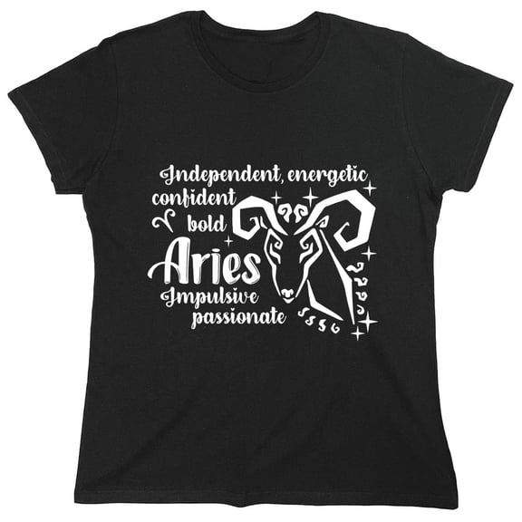 Independent Energetic Confident Bold Aries Impulsive Passionate Sarcastic Humor Novelty Funny Women's Casual Tees