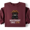 thumbnail image 1 of Independent Since 1776 Embroidered Sweatshirt, Patriot Black Cat, Colonial Cat Tee, American Independence Day Gift, 1 of 4