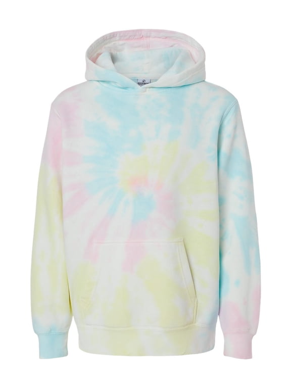 Independent Trading B03576114 Youth Midweight Tie-Dyed Hooded Sweatshirt, Tie Dye Sunset Swirl - Medium