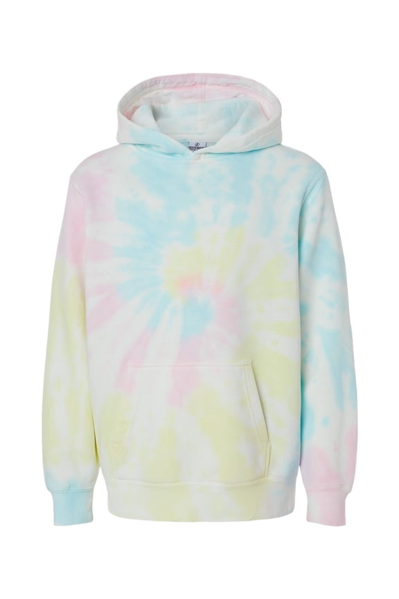Independent Trading B03576114 Youth Midweight Tie-Dyed Hooded Sweatshirt, Tie Dye Sunset Swirl - Medium