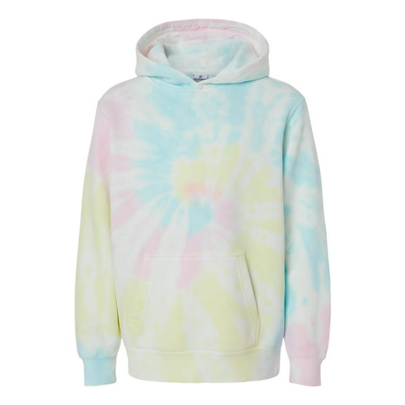 Independent Trading B03576116 Youth Midweight Tie-Dyed Hooded Sweatshirt, Tie Dye Sunset Swirl - Extra Large