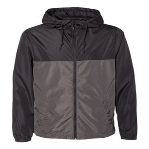 Independent Trading B21876517 Water-Resistant Lightweight Windbreaker, Black & Graphite - 2XL