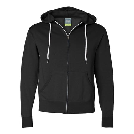 Independent Trading B81076506 Unisex Lightweight Full-Zip Hooded Sweatshirt, Black - Extra Large