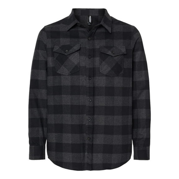 Independent Trading Co. Flannel Shirt, Charcoal Heather/ Black - XL