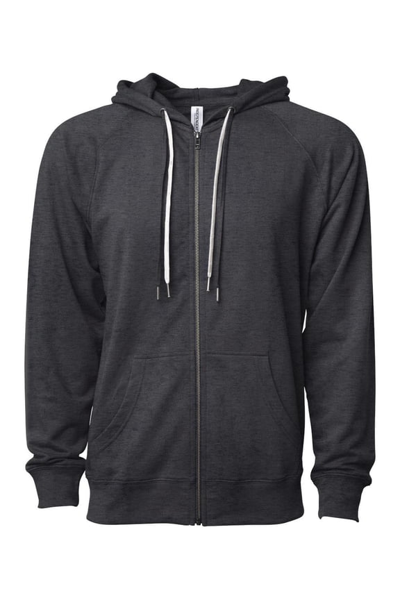 Icon Unisex Lightweight Loopback Terry Full-Zip Hooded Sweatshirt SS1000Z Charcoal Heather M
