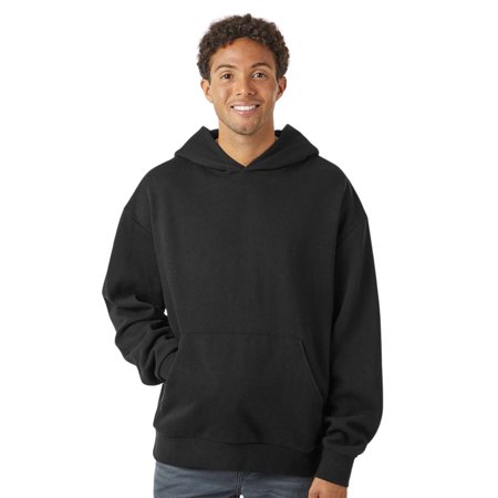 Independent Trading Co Men's Avenue Hooded Sweatshirt 80/20 Cotton/Polyester Cozy Essential Plain Hoodie (Black, L)