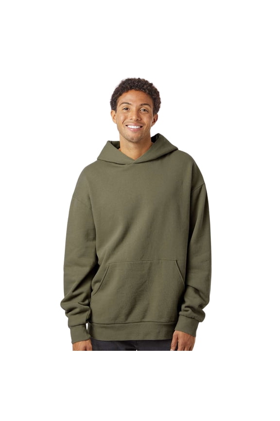 Independent Trading Co Men's Avenue Hooded Sweatshirt 80/20 Cotton/Polyester Cozy Essential Plain Hoodie (Olive, 3XL)