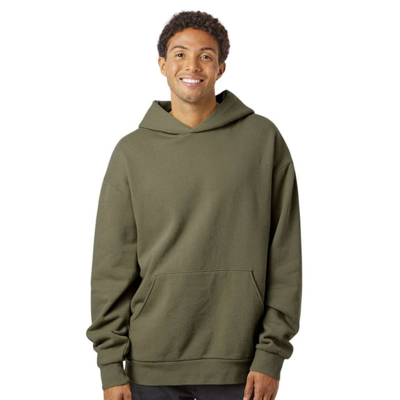 Independent Trading Co Men's Avenue Hooded Sweatshirt 80/20 Cotton/Polyester Cozy Essential Plain Hoodie (Olive, M)