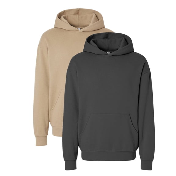 Independent Trading Co Men's Avenue Hooded Sweatshirt 80/20 Cotton/Polyester Cozy Essential Plain Hoodie (Pigment-Black Sandstone-2PCS, L)