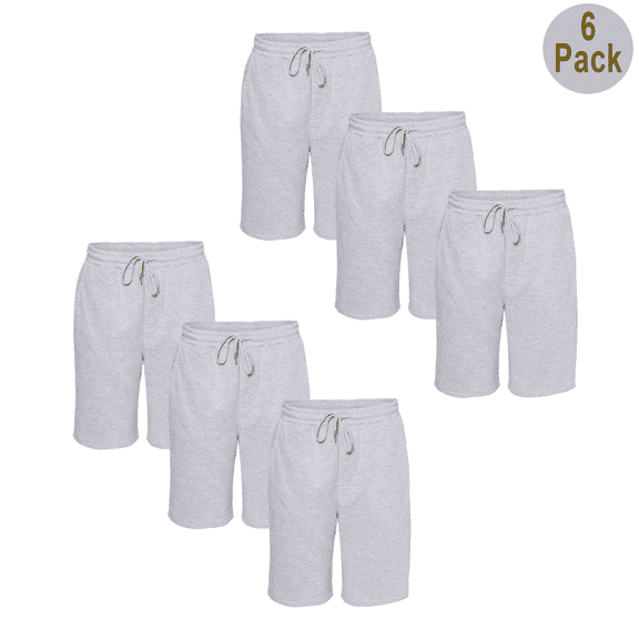 Independent Trading Co. Men's Midweight Fleece Shorts, Relaxed Fit Stylish Shorts with pocket, Grey Heather, 6 Pack, XL