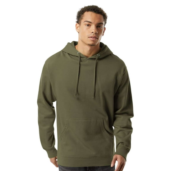 Independent Trading Co Men’s Midweight Hooded Sweatshirt 80/20 Ring-Spun Cotton/Polyester Classic Cozy Hoddie (Army, XL)