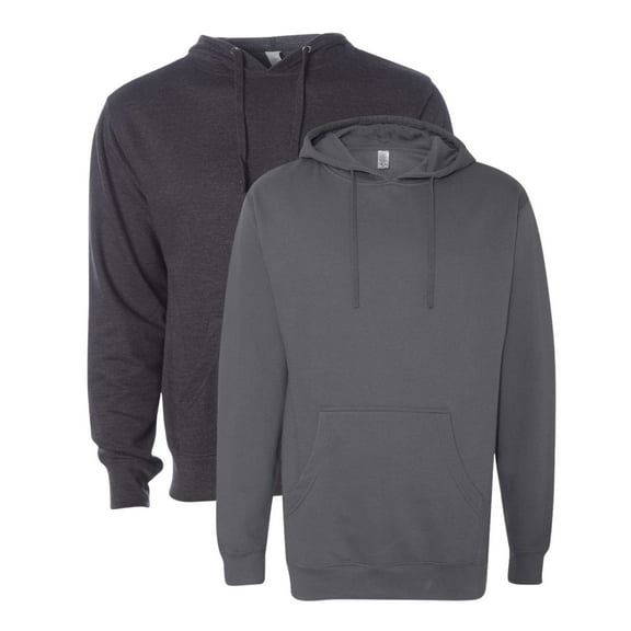 Independent Trading Co Men’s Midweight Hooded Sweatshirt 80/20 Ring-Spun Cotton/Polyester Classic Cozy Hoddie (Charcoal-Heather Charcoal-2PCS, L)