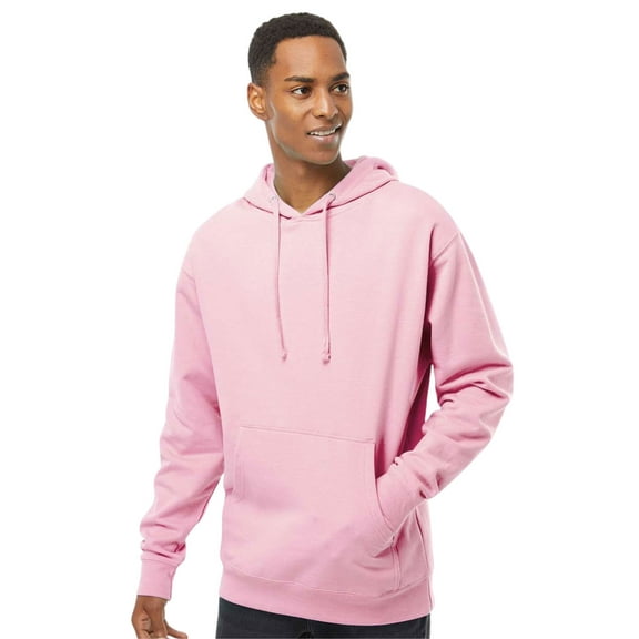 Independent Trading Co Men’s Midweight Hooded Sweatshirt 80/20 Ring-Spun Cotton/Polyester Classic Cozy Hoddie (Light-Pink, L)