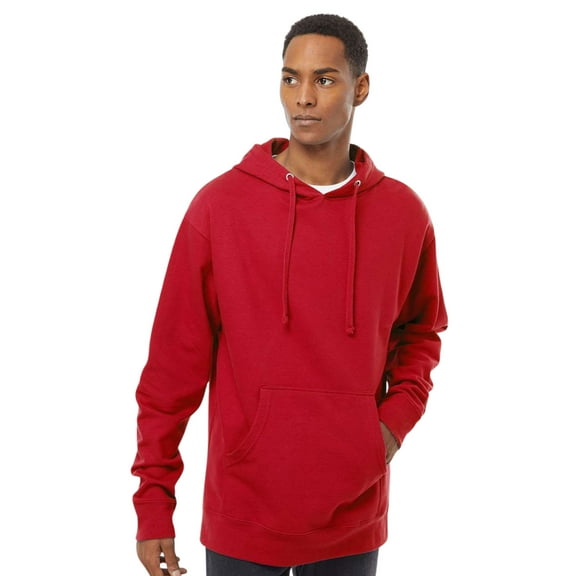 Independent Trading Co Men’s Midweight Hooded Sweatshirt 80/20 Ring-Spun Cotton/Polyester Classic Cozy Hoddie (Red, L)