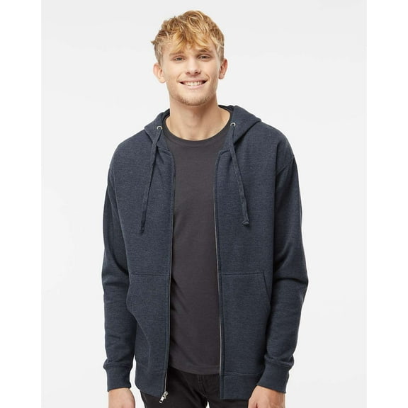 Independent Trading Co. Midweight Full-Zip Hooded Sweatshirt SS4500Z Classic Navy Heather M