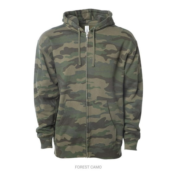 Independent Trading Co. Midweight Full-Zip Hooded Sweatshirt SS4500Z Forest Camo L
