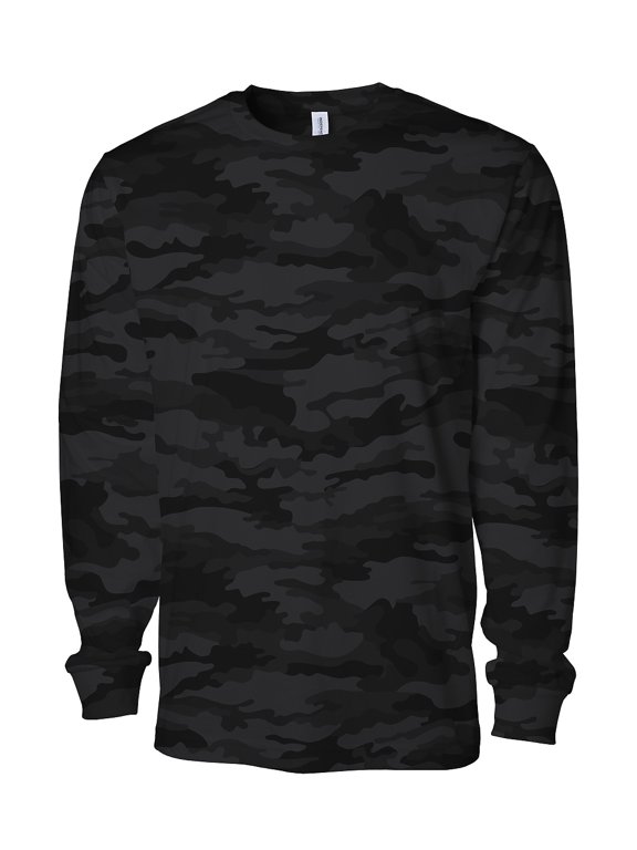 PRM180LST Premium 180GSM Long Sleeve T-Shirt-Black Camouflage-M