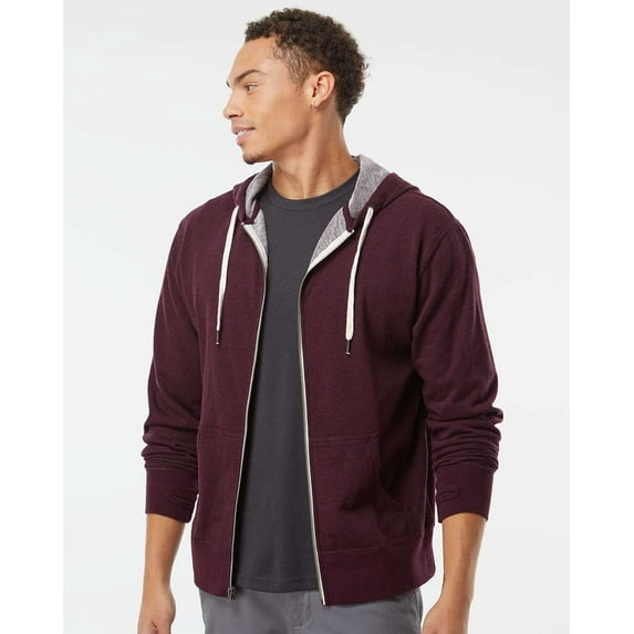 Independent Trading Co. Heathered French Terry Full-Zip Hooded Sweatshirt