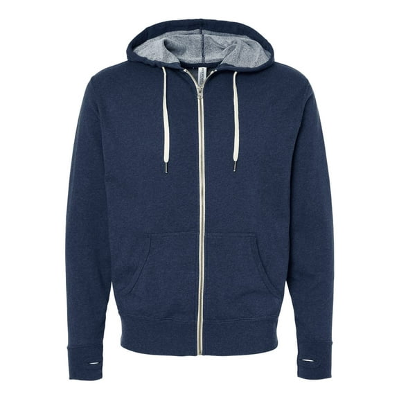 Independent Trading Co. Unisex Heathered French Terry Full-Zip Hooded Sweatshirt Size up to 3XL