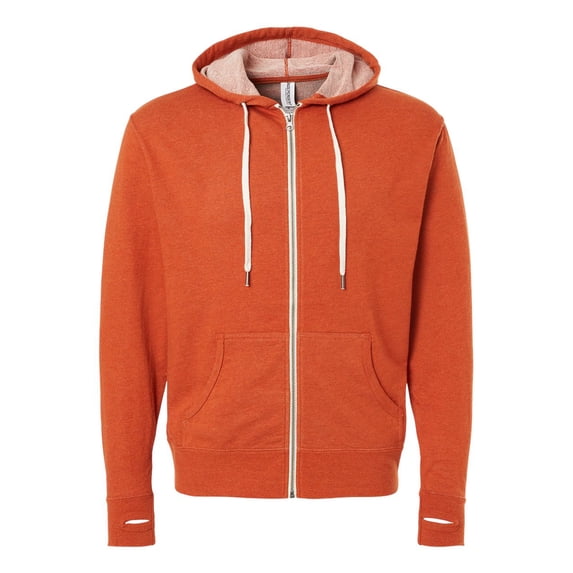Independent Trading Co. Unisex Heathered French Terry Full-Zip Hooded Sweatshirt Size up to 3XL